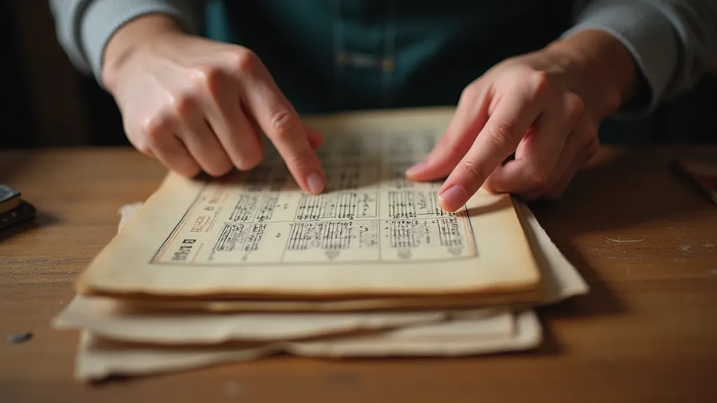 Collector examining sheet music