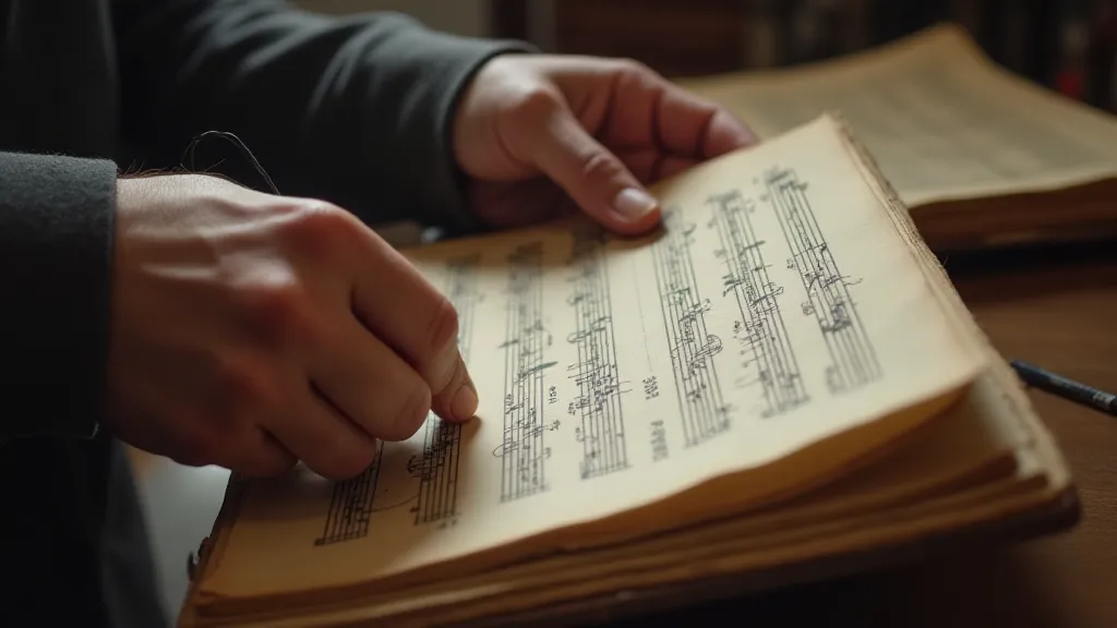 Collector examining vintage sheet music