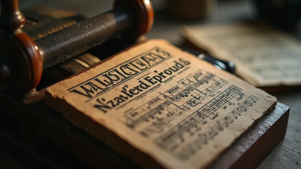Vintage printer's block used for sheet music