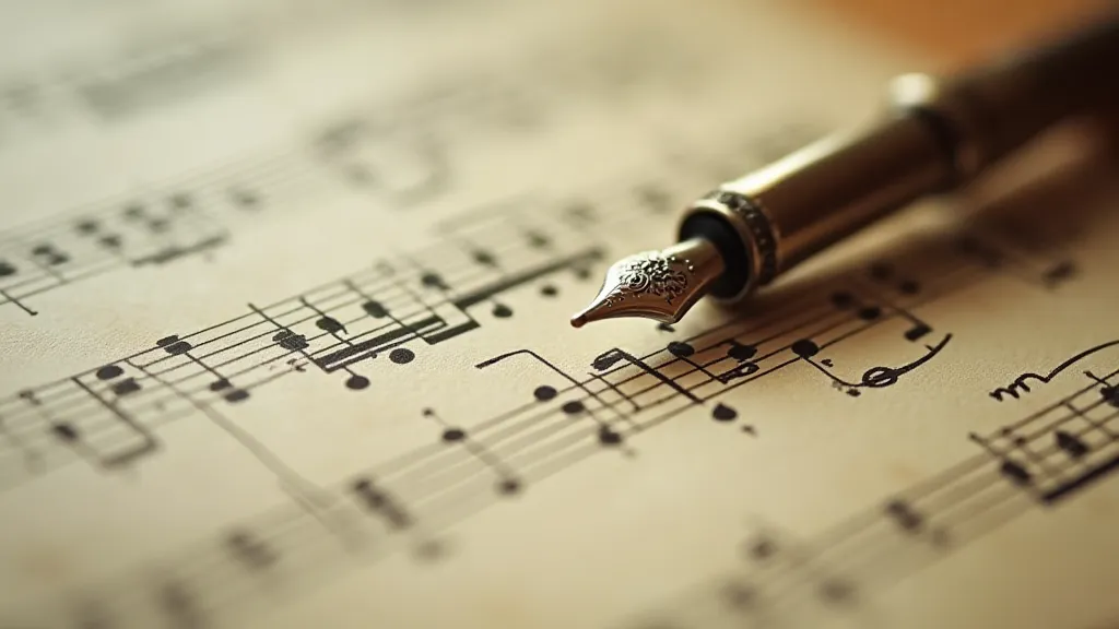 Close-up of vintage sheet music