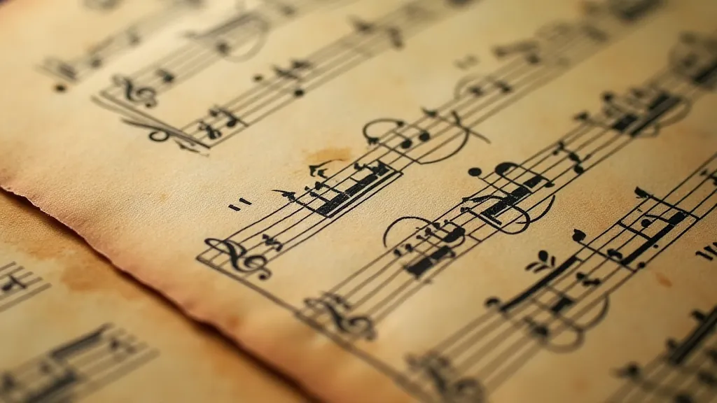 Close-up of aged sheet music
